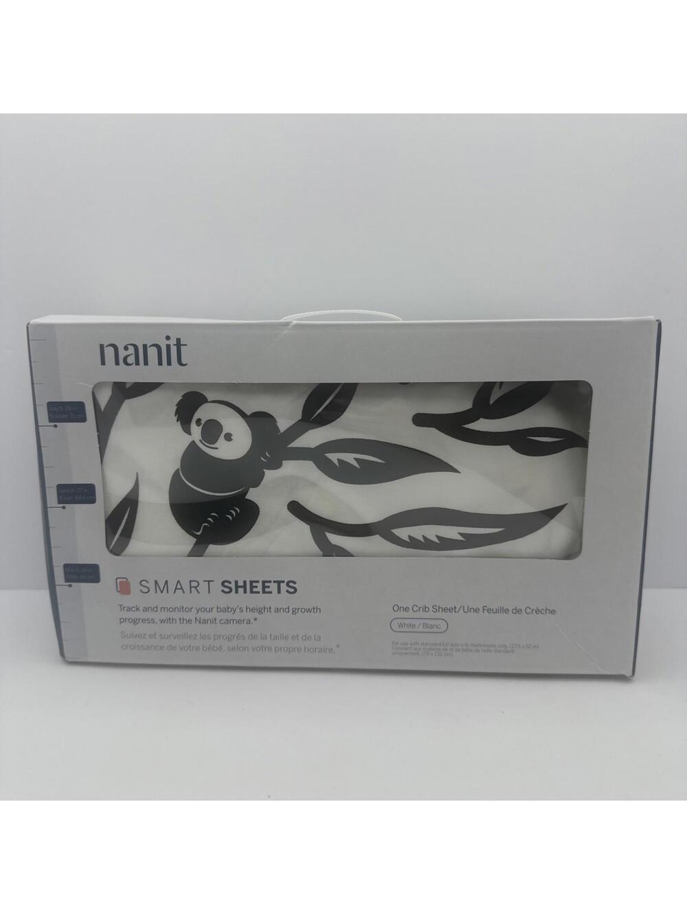 Nanit Smart Crib Sheet to Measure Baby's Growth Black Koala Leaf 100% Cotton NIB